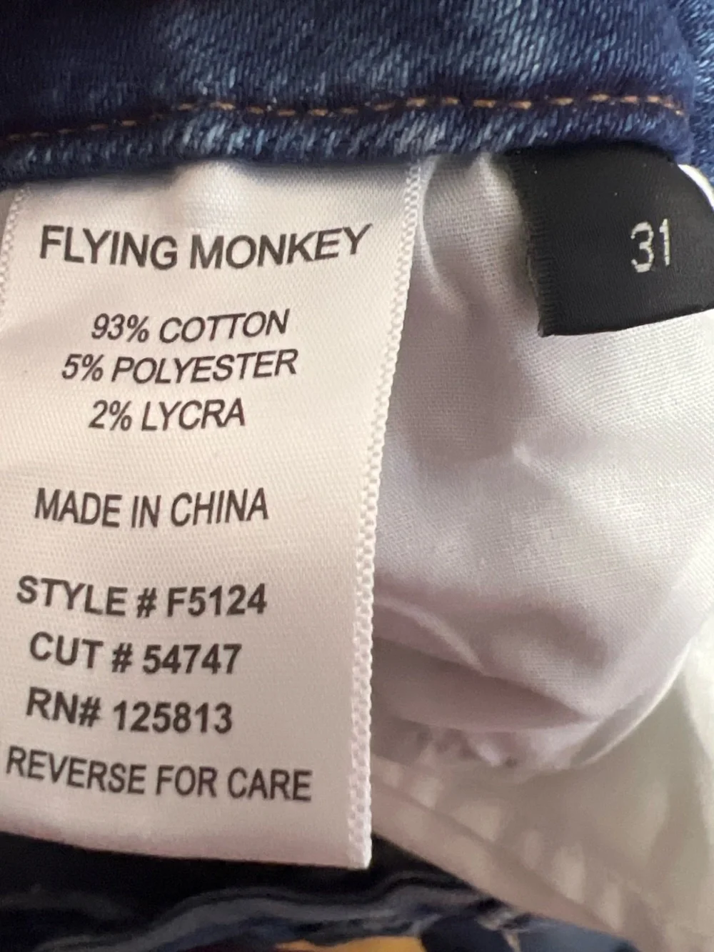 Lisha Flying Monkey Jeans Size 31